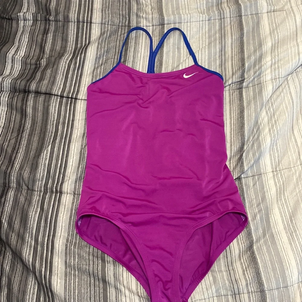 Nike athletic one piece, swimsuit, size large embroidered logo